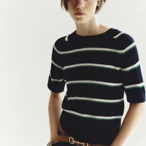 بافت استین کوتاه راه راه برندH&M ORIGINAL اچ اند ام اورجینال NEW 2026 انگلستان