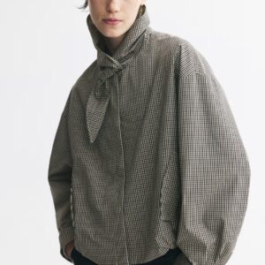 بامبر جکت اورسایز با یقه گره ای برندH&M ORIGINAL اچ اند ام اورجینال NEW 2026 انگلستان